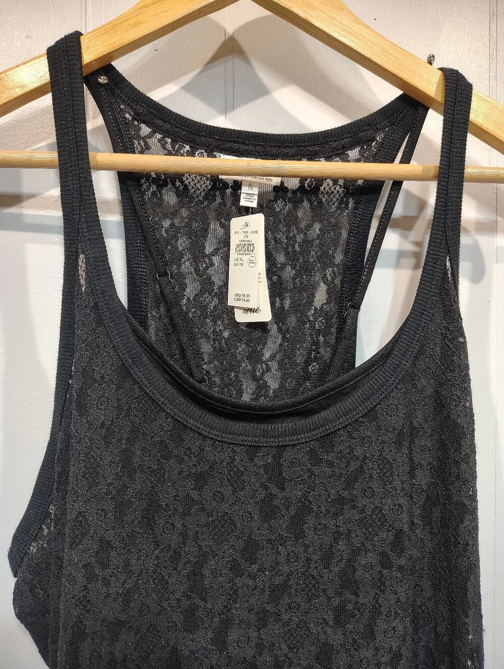 Aerie Black Lace Maxi Dress XL Sheer Overlay Slip Boho Festival Resort Vacation - Picture 3 of 11
